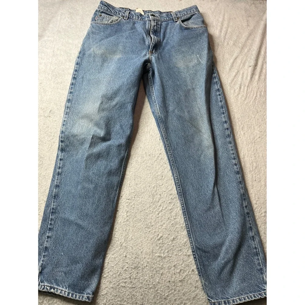 Carhartt Mens Denim Jeans Light Wash Straight Fit Workwear Size 32x32 vintage - Picture 3 of 8